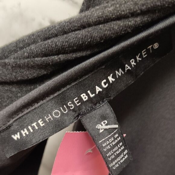 White House Black Market Ruched Gray Midi Dress Mock Neck - Picture 2 of 4